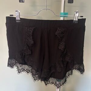 Kendall & Kylie Black Lace Trim Pajama Shorts